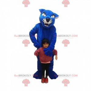 Blauwe en zwarte tijger mascotte. tijgerpak - Redbrokoly.com